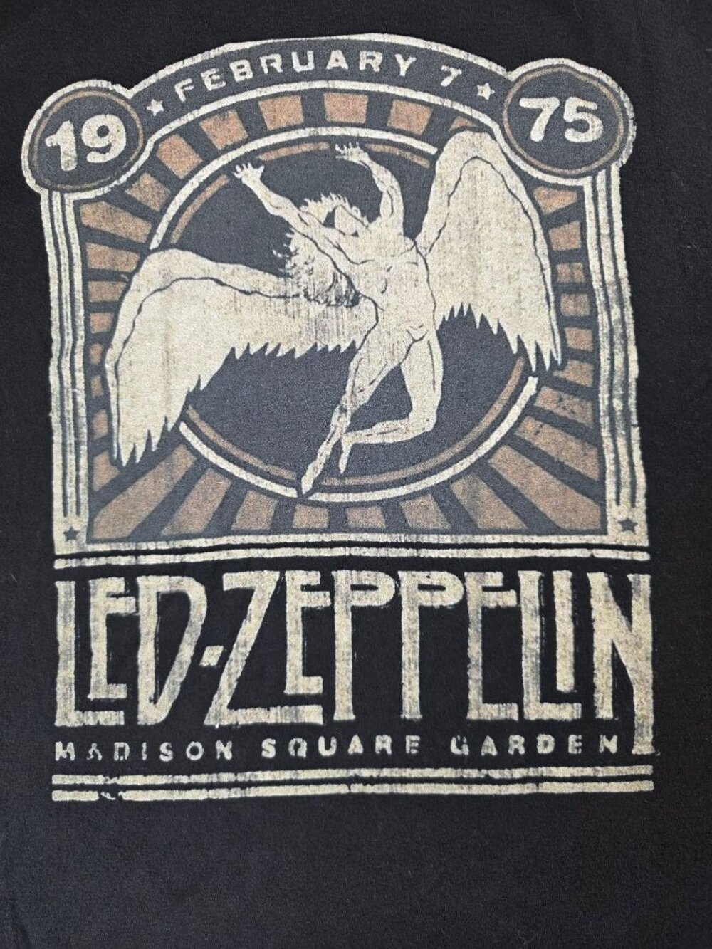 Led Zeppelin 1975 Madison Square Garden Graphic T-Shirt Size XL Black Cotton